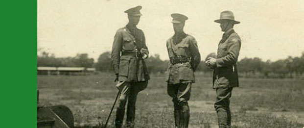 Three soldiers at the World War I Army Camp Dubbo, 1917