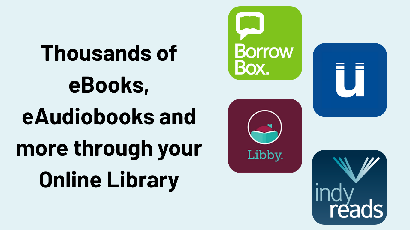 Thousands of eBooks, eAudiobooks, eMagazines, eNewspapers and more through your Online Library